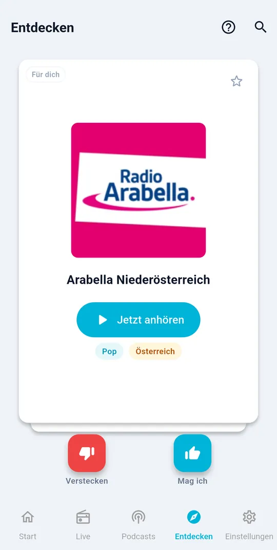 Entdecken: reinhören und per Wisch entscheiden